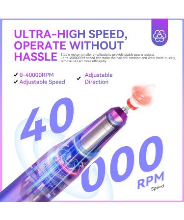 Saviland Professional Electric Nail Drill Kit - 40000RPM Nail Files - Purple Blue Gradient - Buy Online on GoSupps.com