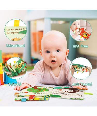 Vicloon Baby Soft Books - 3D Animals Tails Crinkle Sensory Touch and Feel Book for 0-3 Year Old Toddlers - Monkey Design - Buy Online on GoSupps.com