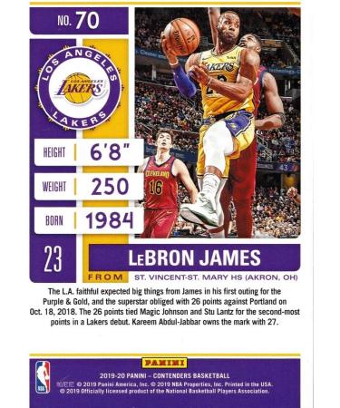 2019-20 Panini Contenders LeBron James #70 Los Angeles Lakers Basketball Card - Buy Online on GoSupps.com