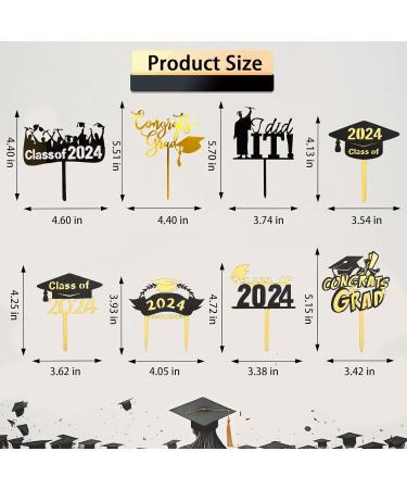 Lucleag 8 Pieces Graduation Cake Decorations 2024 Graduation Cupcake Toppers Class of 2024 Cake Toppers Decorations Cake Cupcake Toppers for Graduation Party Supplies - Buy Online on GoSupps.com