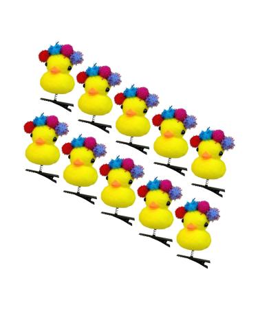 Yellow Duck Hair Clips | 10 Cute Duck Hairpins | Soft Cartoon Plush Duck Hairpin Collection Accessories | Yellow Duck Shaped Hairpin Set Festive Atmosphere Decoration