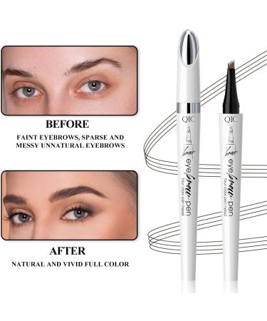Microblading Eyebrow Pen Magic Eyebrow Pencil Waterproof 3D Microblade Eyebrow Pen with 4 Fork Tip 2024 Upgrade Long-Lasting Natural Makeup Eyebrow Pencil for Women Girls Dark Brown - Buy Online on GoSupps.com