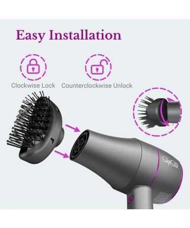 SupSilk Compact Hair Dryer with Comb Volumizer Brush and Nozzle Attachment - 3-in-1 Professional Lightweight Hairdryer for Curly Hair - 1800W Turbo AC Motor for Fast Drying - Buy Online on GoSupps.com