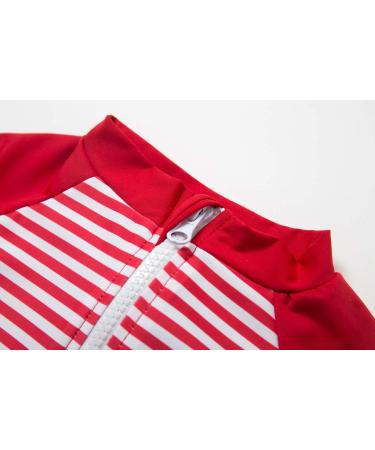 BONVERANO Baby Girls Swimsuit with UPF 50+ Sun Protection | Red Stripe | 6-9 Months - Buy Online on GoSupps.com