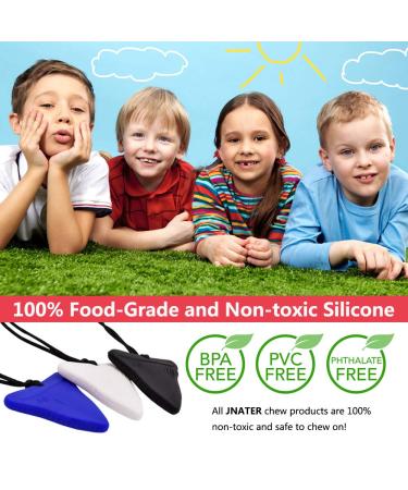 Shark Tooth Chew Necklace Bundle for Kids | Sensory Chew Teether for Teething, ADHD, Autism | Food Grade Silicone | Boys & Girls (Black/White/Blue) - Buy Online on GoSupps.com