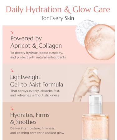Apricot Collagen Gel Serum Mist - Korean Face Moisturizer French Patented with 8-Layer Hyaluronic Acid, Bakuchiol, Adenosine for Hydration Glow Firming Anti-Aging Spray, 3.38 fl.oz. 3.38 Fl Oz(Pack of 1) - Buy Online on GoSupps.com