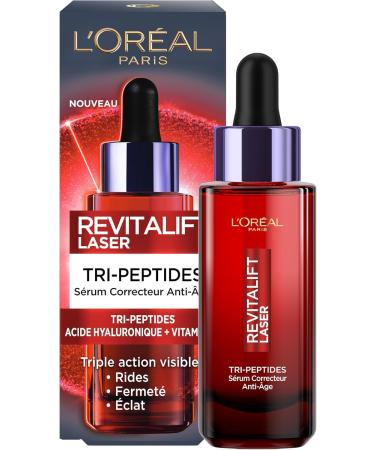 L'Or al Paris - S rum Correcteur Visage Anti- ge - Soin Anti- ge Triple Action - l'Acide Hyaluronique Peptides & Vitamine C - Tous Types de Peau - Revitalift Laser X3-30 ml S rum Anti- ge 30ml