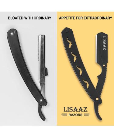 Premium Black Straight Razor for Men | 10 Stainless Steel Blades | Classic Shaving Tool | Professional Barber Supplies | 4.8in Quality Design - Buy Online on GoSupps.com