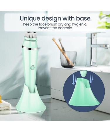 4 in 1 Facial Cleansing Brush - Electric Face Spin Brush with 4 Replacement Heads for Cleaning Exfoliating Massaging (Green) - Buy Online on GoSupps.com