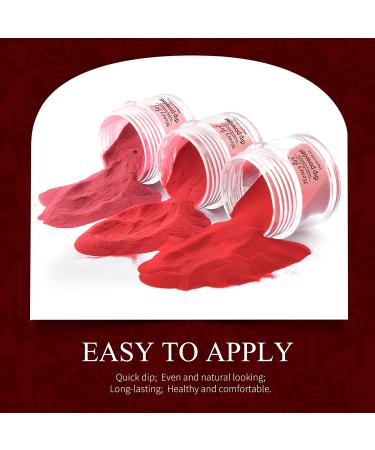 Honey Joy Wine Red Dip Powder Set - 6 Boxes Dark Barn Red Fine Dipping Colors - No Lamp Cure Gel Polish Effect - Even & Smooth Finish - Buy Online on GoSupps.com