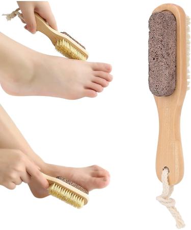 Wooden Foot Brush Pumice Stone Foot Callus Remover Double Sided Foot Scrubber - Buy Online on GoSupps.com