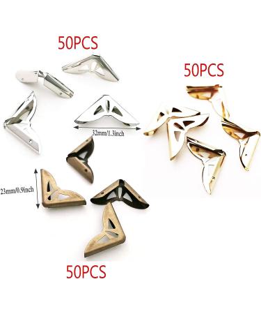 150PCS Book Corner Protector Metal Corner Cover for Scrapbook Album Menu Folder Include 50PCS Silver 50PCS Gold and 50PCS Bronze - Buy Online on GoSupps.com