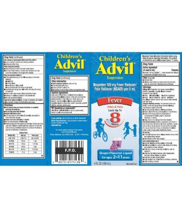 Advil Children's Grape Flavored Oral Suspension 4 Fl Oz - Pack of 1 - Buy Online on GoSupps.com