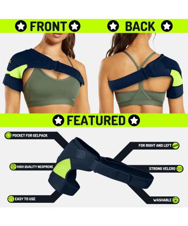 Sport Shoulder Bandage for Men & Women - Adjustable Neoprene Cold/Heat Therapy Pads for Rotator Cuff Support - L/XL Green - International Shipping Available - Buy Online on GoSupps.com