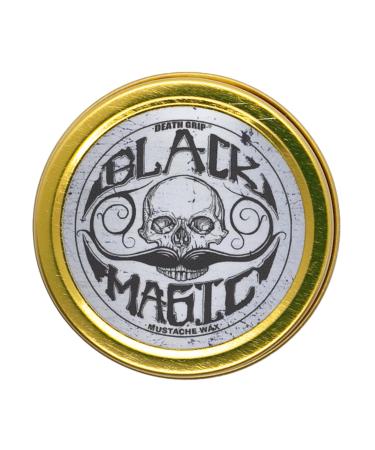 Black Mustache Wax | Black Magic Death Grip Moustache Wax | Hide Grey Hair In Beard Or Moustache | Extra Strong Hold Mustache Wax Unscented | 1 oz Tin Heat Source Required Death Grip Black Magic