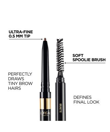 L'Oreal Paris Brow Stylist Definer Pencil - Waterproof  Ultra-Fine  Ash Brown - Fills Sparse Areas & Draws Tiny Brow Hairs 0.003 Fl Oz - Buy Online on GoSupps.com