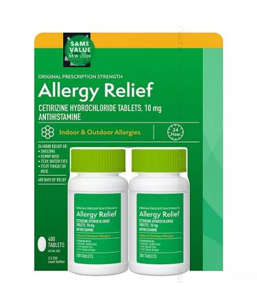 Members Mark Allergy Relief Tablets 10 mg (400 Count.) Non-Drowsy Cetirizine Hydrochloride Indoor & Outdoor Allergy Support