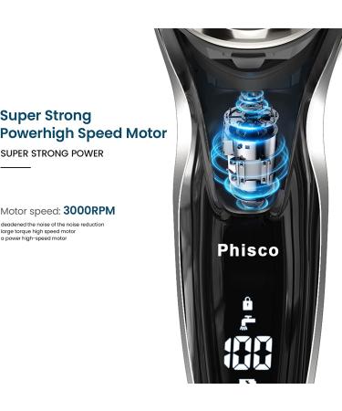 Phisco Men's Electric Shaver - Wet/Dry, 3D Rechargeable, IPX7 Waterproof, Rotary Shaver with Beard Trimmer - Replacement Blade Included - Buy Online on GoSupps.com