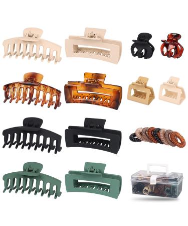 Vilike Large Hair Claw Clips  8 Pcs 4.33 Big Claw Clips 4 Pcs 2.8 Medium Hair Clips 8 Pcs Spiral Hair ties with Claw Clip Organizer  Extra Large Hair Clips Coil Hair Ties for Thick Thin Curly Hair 20 Count (Pack of 1)