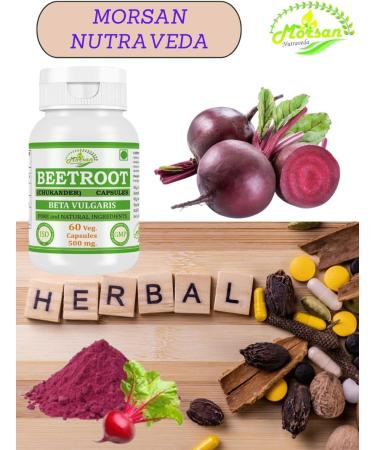 Morsan Nutraveda Beetroot (Beta vulgaris) Capsules - 500mg Beet Root Powder Aids Healthy Circulation & Vitality Non-GMO Beet Root Supplement - 60 Capsules 30-Day Supply (4) - Buy Online on GoSupps.com