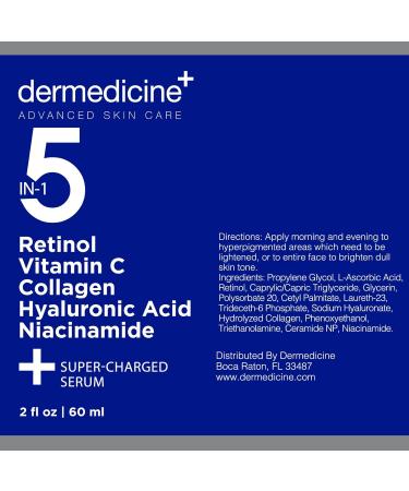 5-in-1 Potent Face Serum with Retinol Vitamin C & Hyaluronic Acid | Anti-Aging & Dark Spot Reduction | 2 fl oz - Buy Online on GoSupps.com