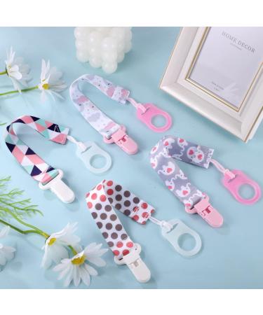 Pacifier Holder Leashes 8 Pcs Set for Girls | Silicone Button Ring Adapters | Fits All Pacifiers | Baby Teething Toys & Shower Gift - Buy Online on GoSupps.com