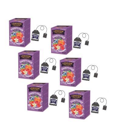 LONDON FRUIT & HERB COMPANY London Fruit | Assortment of 4 Flavors Infusions | Raspberry Peach Strawberry & Vanilla Blueberry Herbal Tea | Caffeine-Free Fruit Infusions - Total 120 Bags (240g)