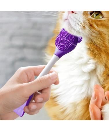 Cat Chin Scrubber - Manual Scrubber Brush for Cats Lightweight Design Soft Chin Brush for Face Jaw Chin Gums and Tongue Cleaning Purple - Buy Online on GoSupps.com