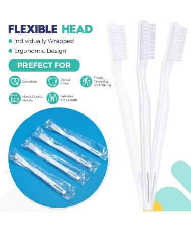 200 Pack Individually Wrapped Disposable Travel Toothbrushes - Soft Bristle Adult Toothbrushes for Hotels - White - Buy Online on GoSupps.com