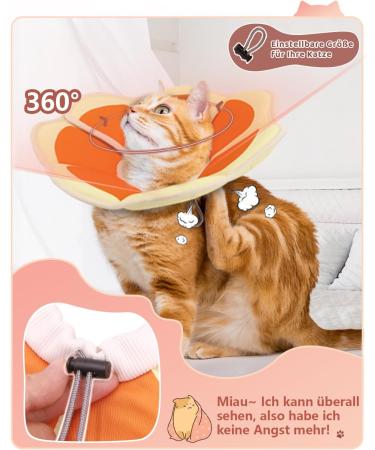 Supet Rewriter Cat Adjustable Hen Collar - Post-Surgery Recovery Cone (Grapefruit) | Comfortable Healing Solution for Cats (Neck: 14-23cm) - Buy Online on GoSupps.com