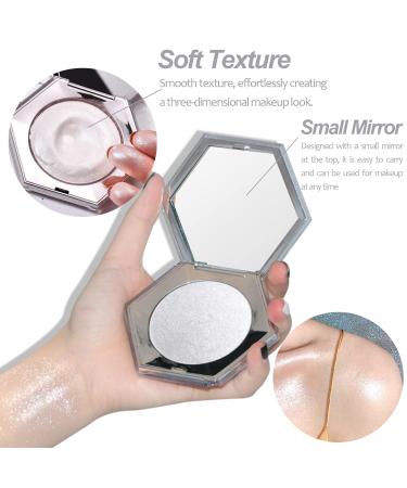 Diamond Shimmer Highlighter Palette with Brush - Glitter Sparkles for Face, Body, Cheek - Illuminator Makeup for Nose, Eyes, Contour - (01 Diamond White) - Buy Online on GoSupps.com