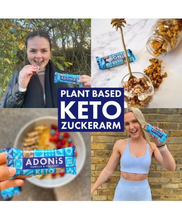 Adonis Keto Bar Vanilla & Coconut - 16x35g | Vegan Low Carb 100% Natural Keto Snack | Gluten-Free No Added Sugar - Buy Online on GoSupps.com