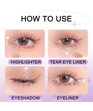 Erinde Liquid Glitter Eyeliner Eyeshadow Set - Shimmer Metallic Eye Shadow for Long-Lasting Korean Sparkle Makeup - 6PCS - Buy Online on GoSupps.com