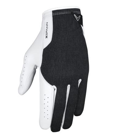 Callaway Golf Men's X-Spann Compression Fit Premium Cabretta Leather Golf Glove White/Black Medium-Large Standard Worn on Left Hand