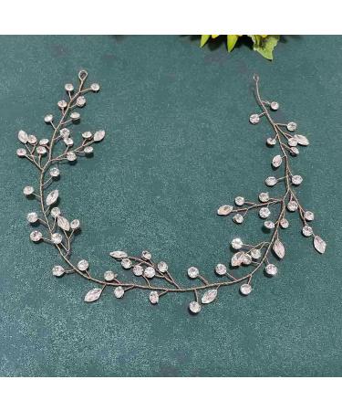 Cubahop Bride Wedding Hair Vines Bridal Crystal Headband Rhinestones Headpieces Hair Accessories for Women and Girls (Rose Gold) - Buy Online on GoSupps.com
