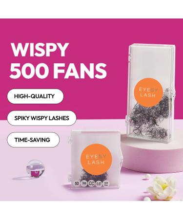 500 Wispy Lash Extensions | 5D Premade Fans | 0.07 CC Curl 12mm | Kim K Style Natural Volume Eyelash Extensions - Buy Online on GoSupps.com