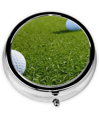 Grass Baseball Softball Round Pill Box - 3 Compartment Portable Medicine Organizer & Travel Holder - Black Decorative Purse Case - Buy Online on GoSupps.com