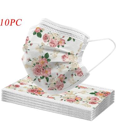 Lulupi 10-Piece Elegant Floral Adult Face Masks | Breathable One-Way Mouth & Nose Protection for Women - Buy Online on GoSupps.com
