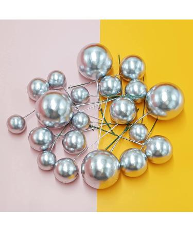 Balls Cake Topper Mini Balloons Cake Topper Pearl Balls Cake Pick Foam Ball Cupcake Topper Baking Decoration Supplies Toothpick Party Wedding Anniversary Birthday Baby Shower Cake Decoration Silver - Buy Online on GoSupps.com
