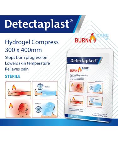 DetectaPlast Firewound Compress with Hydrogel - Sterile 30x40 cm for Strong Burns | Fast Wound Healing Gel - 2 Pieces - Buy Online on GoSupps.com