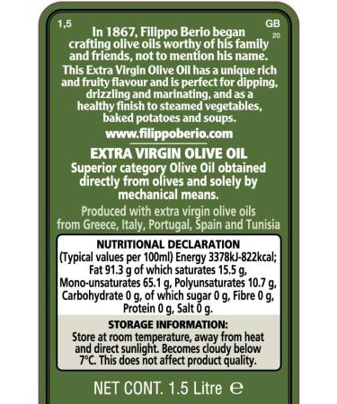 Filippo Berio Extra Virgin Olive Oil 1.5L - Cooking Oil & Salad Dressing - Buy Online on GoSupps.com