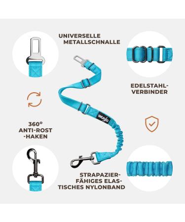 Buy Wuglo Dog Car Safety Belt | Adjustable 38-95cm Elastic Buckle - Durable & Universal Dog Straps (Blue) | Safe Travel for Dogs - Buy Online on GoSupps.com