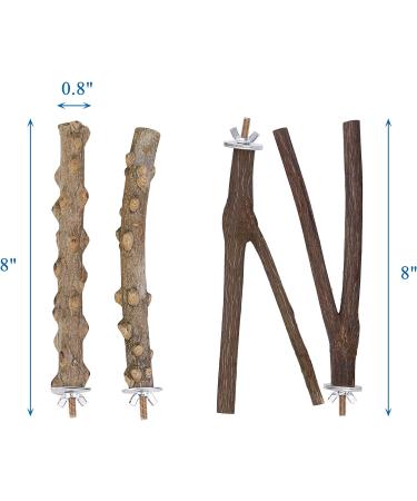Mogoko 4 Pcs Bird Perches - Natural Wood Parrot Stand for Conure, Budgie, Parakeet - Cage Accessories and Toys - Platform Style 2 - Buy Online on GoSupps.com