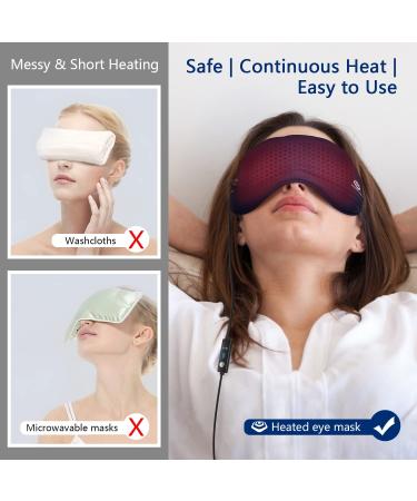 Heated Eye Mask for Dry Eyes - 100% Silk Sleep Mask with Adjustable Temp and USB Port for Puffy Eye Relief - Electric Dry Eye Relief Mask in Blue Color - Buy Online on GoSupps.com