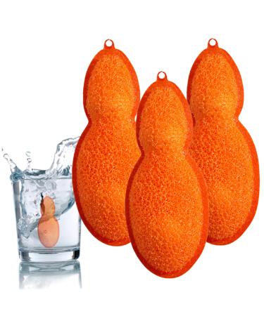 Sponges Washing Up Bottle Cleaning Beans 3Pcs Reusable Bottle Cleaning Beans Pea-Shaped Water Bottle Cleaner Sponges for Bottle Internal Cleaning Orange
