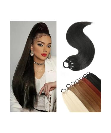 Ponytail Extensions Braiding Ponytail Extension with Elastic Tie 24" Long Yaki Straight Wrap Around Ponytail Hair Extensions Natural Soft Synthetic Hairpiece for Women for Women(Color:4) 24inches 4