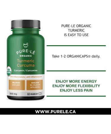 USDA Organic Turmeric (Curcumin) 60 Organicaps - Organic Anti-inflammatory Joint Health Support Supplement - Works Better than tablets Liquids or Teas - All Natural Plant Extract with No Side Effects - Ultra Premium Supplement - No Binders Nothing Artific - Buy Online on GoSupps.com