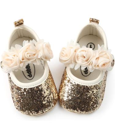 Baby Girls Sequin Glitter Mary Jane Shoes with Bowknot Headband | Soft Sole Prewalker for Princess Party Dress - Buy Online on GoSupps.com