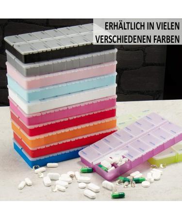 COM-FOUR 2x Drug Doser - 7-Day Medication Box with 2 Compartments - Pill Organizer - Tablet Storage - Pink/White - 02 Pieces - Buy Online on GoSupps.com