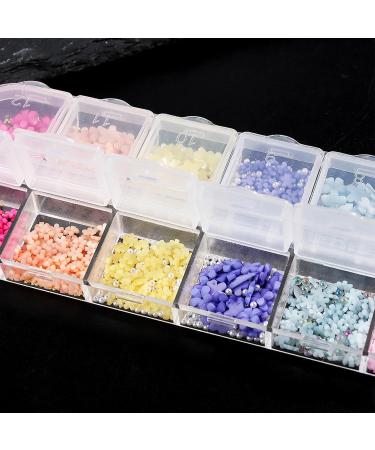 12 Grids 3D Resin Flower Nail Parts Decoration Mixed Steel Beads Gems Charms Nail Supplies Professional Nail Accessories Flower Nail Art Charms - Buy Online on GoSupps.com